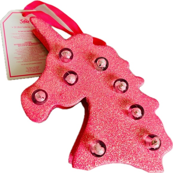 New Justice Girls Light up Glitter Unicorn Girls Room Hanging Wall Decor 4.5" - Picture 2 of 7